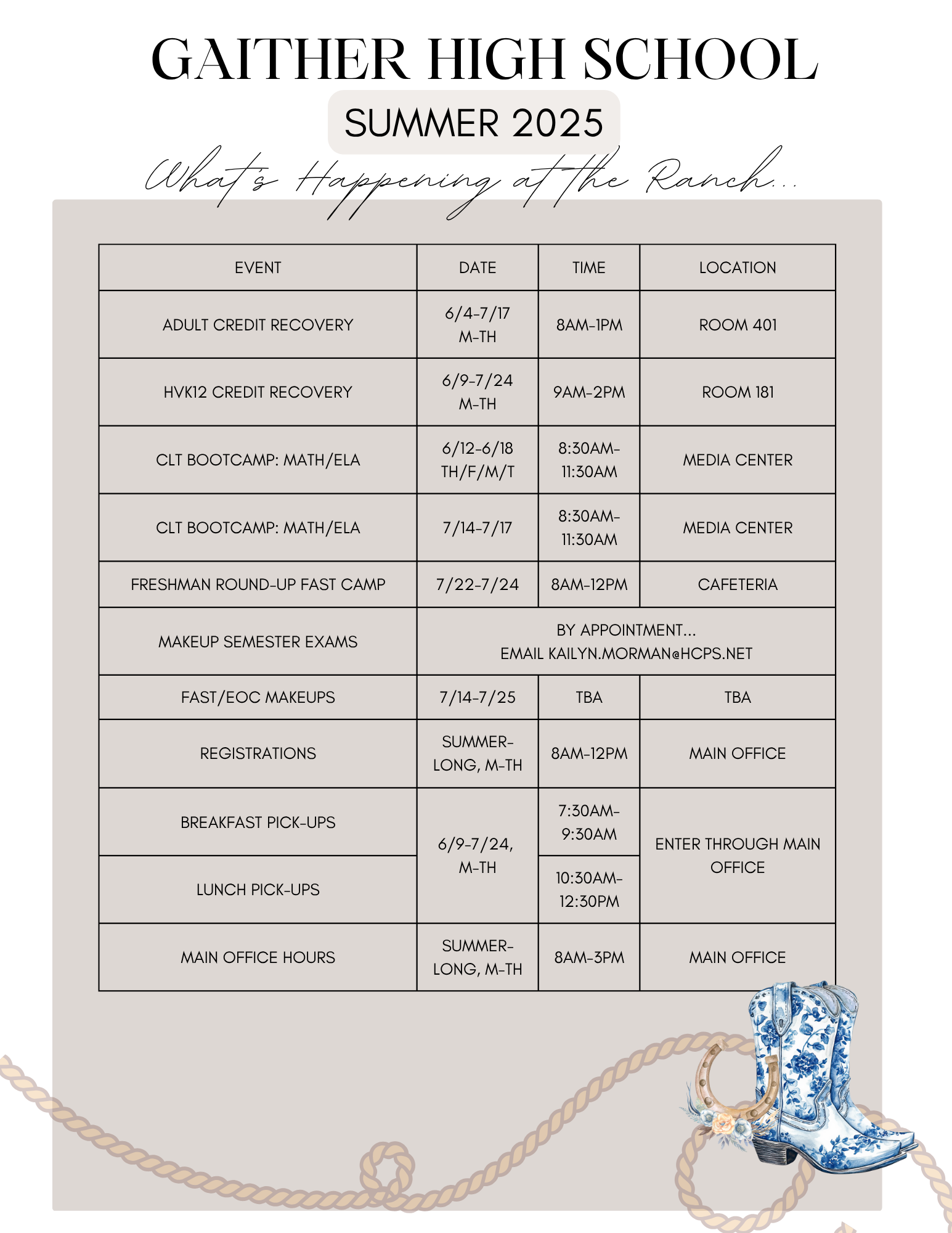  Summer 2025 Schedule